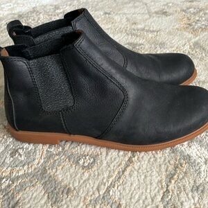 Black leather booties